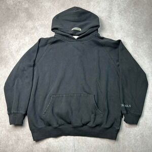 Fear of God Essentials Hoodie Black Oversized Raglan Cotton Mens Large L